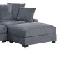 Living Room Furniture 1pc Ottoman Dark Gray Corduroy Soft Cushion Cocktail Ottoman Wood Legs