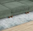 Living Room Furniture 1pc Cocktail Ottoman Sage Color Corduroy Cushion Extra Large Ottoman Wood Legs