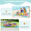 Kids Outdoor Sandbox with Oxford Cover and 4 Corner Seats